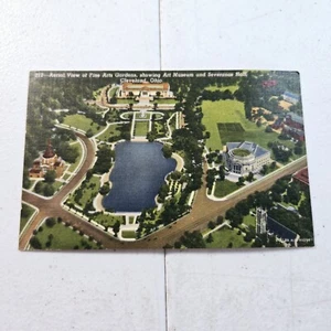 Postal vintage con vista aérea de jardines de bellas artes (museo del aire y sala de separación) - Imagen 1 de 3