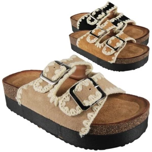 Mules Sandals Sliders Shoes Ladies Holiday Summer Lounge Soft Comfy Womens Size - Picture 1 of 10