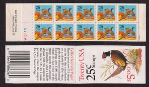 1988 booklet BK159 Pheasant 25¢ (2 Sc 2283c panes) MNH A3111 CV $90 - Picture 1 of 1