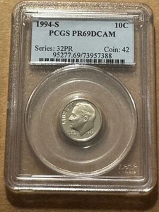 1994-S Roosevelt Dime PCGS PR69DCAM - Picture 1 of 2