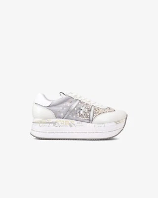 sneakers Premiata  donna Beth 6751 strass perle microrete argento N° 36 38 - Immagine 1 di 3