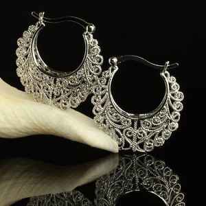 Ohrringe Creolen 28 mm 750er Weißgold 18K vergoldet silber UVP: 65€ O1772L - Picture 1 of 4
