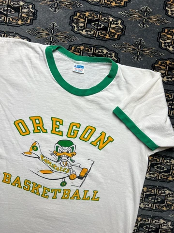 Vtg Oregon Basketball Kamikazes 70s Champion Blue Bar Graphic Ringer Size M Cover