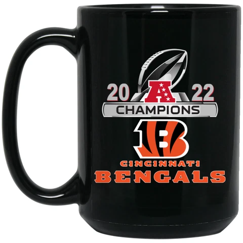 2022 AFC Champions Cincinnati Bengals Black 15oz Ceramic Coffee Mug Cover