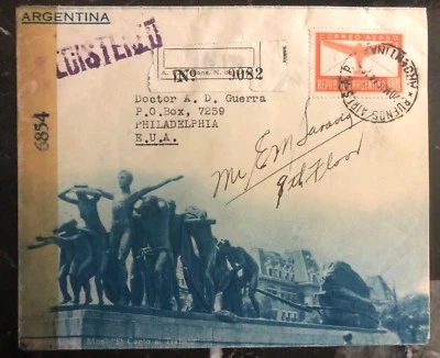 1944 Buenos Aires Argentina Tourist Advertising Censor Cover To Philadelphia Usa - Image 1 of 2