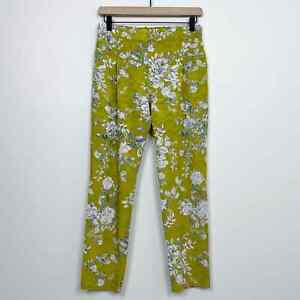 Anthropologie Elevenses Green Floral Mindoro Ankle Pants