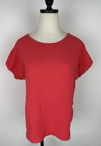 Camisa De Colección Años 90 Algodón Arrugado M Rosa Salmón Camiseta Top Colorido Gasa Básica - Imagen 1 de 10
