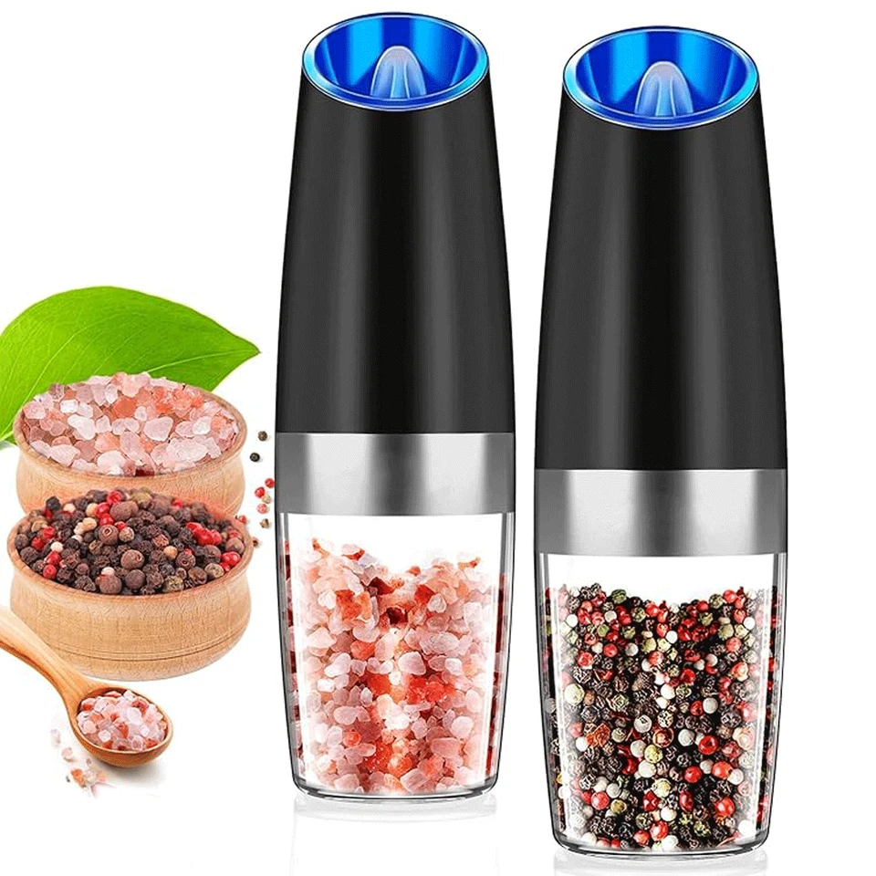 2 Pack Set of Gravity Electric Pepper and Salt Grinder Set Adjustable Coarseness - Image 1 of 4