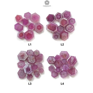 Par de piedras preciosas trapiche de zafiro rosa romero natural con forma hexagonal para joyería - Imagen 1 de 5