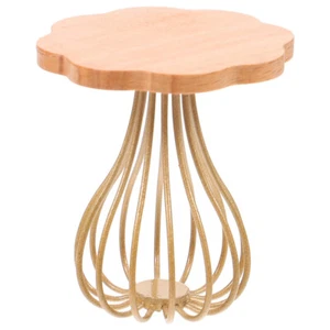 Wooden Tea Table Model Miniature Wood Metal Coffee Table Decor Photo Prop - Picture 1 of 12
