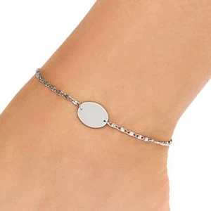 Engravable Sterling Silver Personalized Swirl Ankle Bracelet 9"-10" Adjustable - Picture 1 of 8