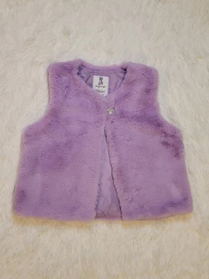 Chaleco de piel sintética púrpura Gymboree con botón de cristal grande niñas talla 5/6 Foto 1 de 4