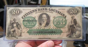 Banca Cittadina della Louisiana $20 Venti Dollari Shreveport Valuta Banconota Obsoleta - Foto 1 di 7