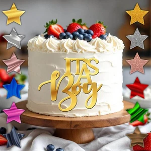 Acryl Tortenanhänger Geburtstag Feier "It's a Boy" Tortenanhänger Größen 4" 5" 6" - Bild 1 von 27