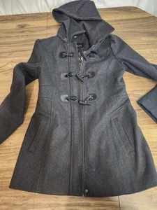 Guess Los Angeles Gray Wool Jacket Removable Hood Size Small Beautiful - Picture 1 of 9