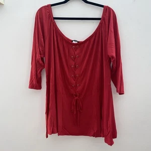 Top Venus talla 3X celosía roja frente fuera del hombro atado - Imagen 1 de 5