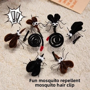 Funny Plush Toys Soft Insect Spring Hairpin Mosquito Hairpin Photo Props - Picture 1 of 15