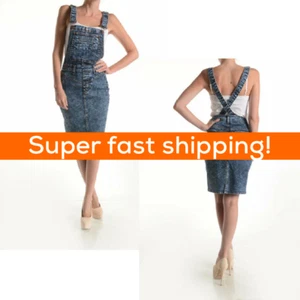 GJG Denim Women's Denim Overall Dress Acid Wash XS, S, M, L - NEW - Picture 1 of 6