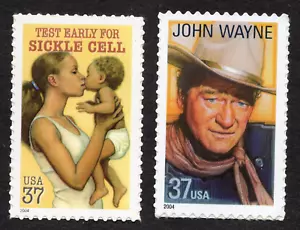 Scott #3876-3877 John Wayne Duke Sickle Cell Anemia Single Stamps - MNH - Picture 1 of 1