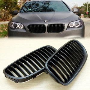 Matte Black Kidney Grill BMW F10/F11 4D & Touring 520d 530d 528i 535i - Picture 1 of 6