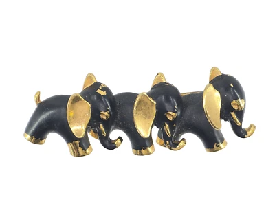 Broche elefantes vintage años 50 WALTER BOSE WAY ESMALTE NEGRO TONO DORADO ~ 1,5 pulgadas Foto 1 de 4