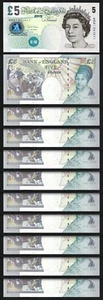 Great Britain, England 5 Pounds 2002 2012, UNC, 10 Pcs LOT, Consecutive, P-391D - Picture 1 of 5