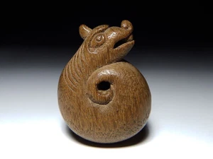 Netsuke Inro Sagemono Era Meiji Escultura Antigua Japonesa Pez de Madera Mokugyo - Imagen 1 de 6