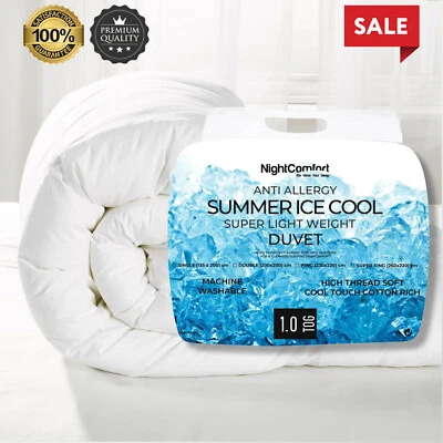NightComfort 1 Tog Anti Allergy Summer Ice Cool Super Light Weight Duvet Quilt