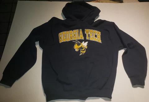 GA Georgia Tech Yellow Jackets Gildan Heavy Blend Large Hoodie Front Pockets Cover