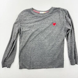 C&C CALIFORNIA Embroidered Heart Heathered Long Sleeve Shirt Size S Womens Gray - Picture 1 of 8