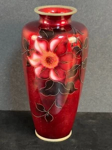 Japanese Pigeon Blood Enamel Ginbari Vase - Picture 1 of 7