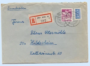 Deutschland 1951 Einschreiben Brief Köln nach Heldesheim #655 Tor Alleineinsatz - Bild 1 von 2