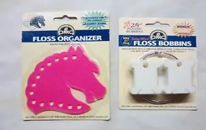 2 DMC Floss Organizer Easy Wind Floss 28 Plastic Bobbins with Ring & Horse NIP - Picture 1 of 5