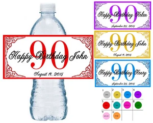 50 ~ 90TH BIRTHDAY PARTY FAVORS WATER BOTTLE LABELS ~ PERSONALIZED  - Picture 1 of 1