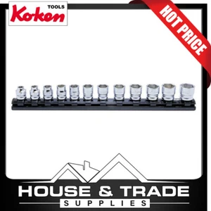Ko-Ken Socket Set on Magnetic Rail 12 Piece 3/8"Dr 7-19mm KORS3400MZ/12 - Picture 1 of 2