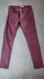 Sandro Paris Skinny Distressed Purple Jeans Mid Rise Ripped Size FR38 UK8 - Picture 1 of 6