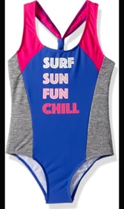 Big Chill Girls' One Piece Swimsuit with Fun Print Size 6X Multicolor 7548 - Picture 1 of 2