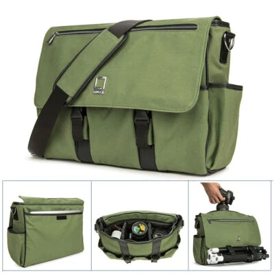 Lencca Canvas Waterproof DSLR Camera 15.6" Laptop Shoulder Messenger Travel Bag - Image 1 of 4