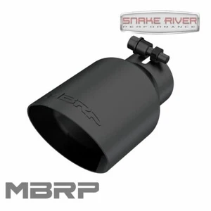 MBRP 2.5" Entrada 4" Salida 7.75" Largo Negro Roung Corte Ángulo Punta de Escape T5123BLK - Imagen 1 de 5