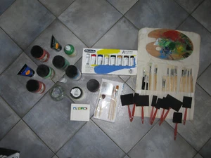 Konvolut , Acrylfarben, viele Farben, Pinsel, Spachtel, Schmincke, - Bild 1 von 7