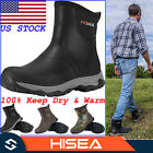 HISEA Men's Rain Boots Rubber Neoprene Ankle Chore Muck Working & Hunting Boots