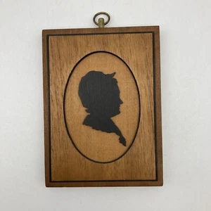 Vintage Black Carved Silhouette Wooden Frame Victorian Man, 6'' Signed "E.G Lee" - Picture 1 of 10