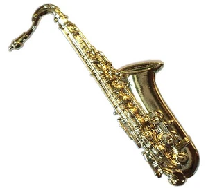 Vergoldet 34 mm Saxophon Metall Abzeichen Jazz SKA Musik Musikinstrument NEU - Bild 1 von 1