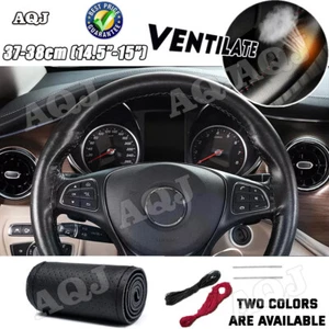 15" New Black Genuine Leather DIY Car Steering Wheel Cover FOR Mercedes-Benz AMG - Bild 1 von 7