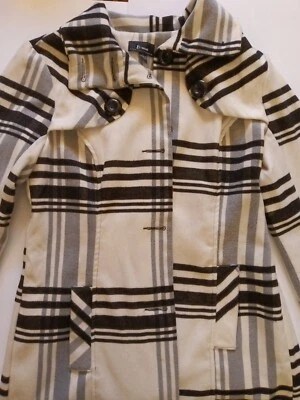Byer California Woman's Black & White Wool Peacoat/ Plaid/ Size Large - Image 1 of 4