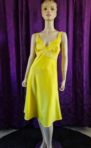 Betsey Johnson for Urban Outfitters Bright Yellow Satin Slip Dress Sz XS - Picture 1 of 9
