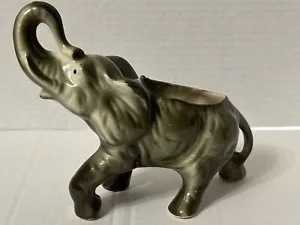 Maceta elefante esmalte verde cerámica vintage 7 pulgadas tronco buena suerte - Imagen 1 de 12