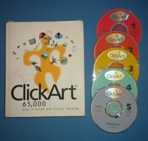 Broderbund Click Art 65,000 COMPLETE Set of 5 Discs - Picture 1 of 3