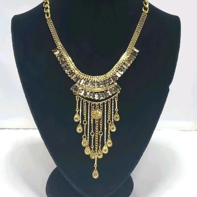 Bke Collar Piedras Dorado/Negro Con Borlas Nuevo Con Etiquetas Foto 1 de 4