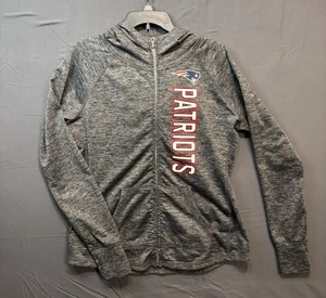 NFL Team Apparel New England Patriots Hoodie Women's Medium Gray Full Zip - Picture 1 of 4